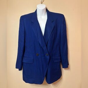 Jones New York Blue and black plaid blazer with shoulder pads